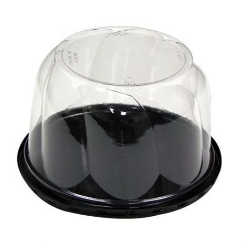 EZ Open 8 Black Base Clear Dome Cake Cont 8-1/4x9-1/8x4-5/8 Pack 100
