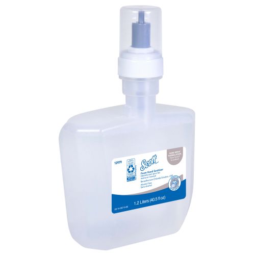 Scott Essential Alcohol Free Foam Hand Sanitizer (12979), Clear, Unscented, 1.2 L Cassette for Electronic Dispenser, 6/Case