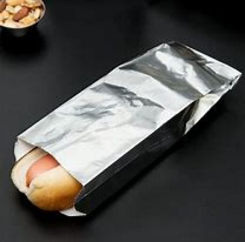 Specialty Packaging Foil Hot Dog Bag 3 1/2" x 1 1/2" x 9" Plain Pack 1000 / cs