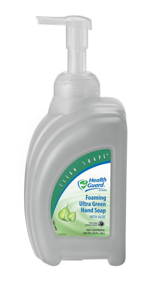 Health Guard Foaming Ultra Green Hand Soap, Clear with No Fragrance, 8/950 mL Clean Shape