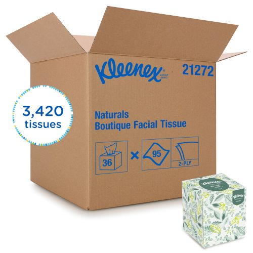 Kleenex Professional Naturals Boutique Facial Tissue Cube for Business, Upright Face Tissue Box, 2-PLY, 6 Bundles/Case, 6 Boxes/Bundle, 36 Boxes/Case