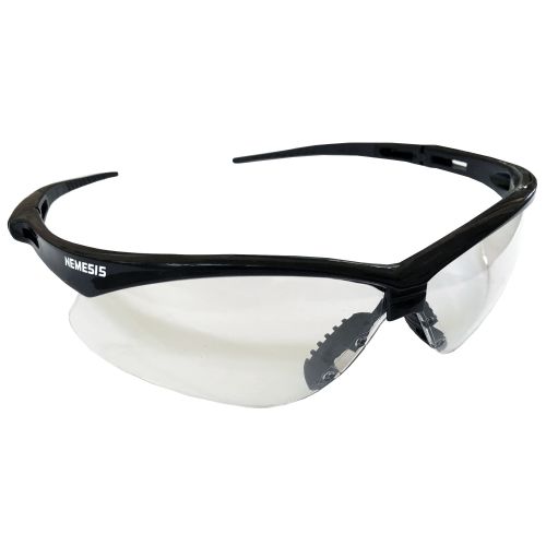 Jackson Safety V30 Nemesis Safety Glasses (25676), Clear with Black Frame, 12 Pairs/Case