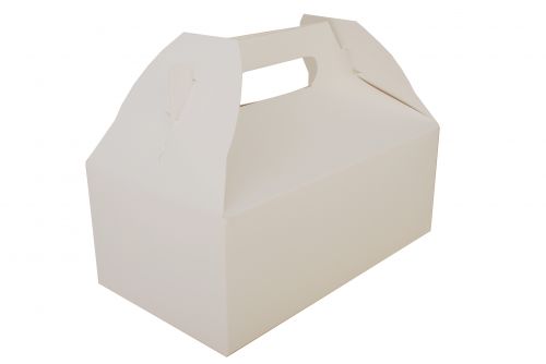 BX2701 Paperboard White Small Barn Style Carry Out Box, 5-lb Capacity, 8-7/8" Length x 5" Width x 3-1/2" Height (Case of 250)