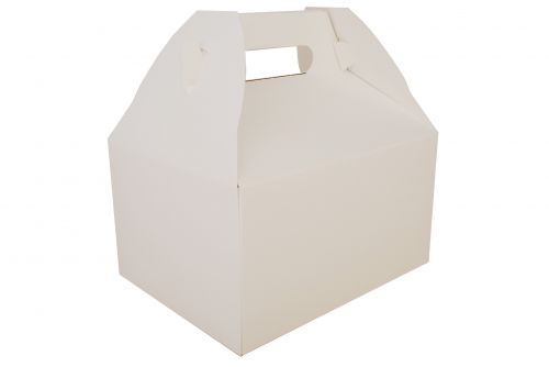 BX2715 Paperboard White Picnic Barn Style Carry Out Box, 9-1/16" Length x 7-1/16" Width x 5" Height (Case of 125)