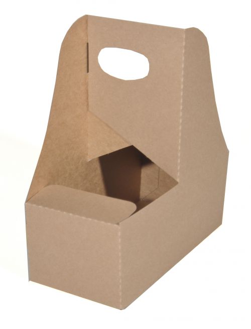 BX2795 Kraft Paperboard Drink Carrier with Handle, Hold 2 Cups, 7-5/8" Length x 3-3/4" Width x 8-7/8" Height (Case of 250)