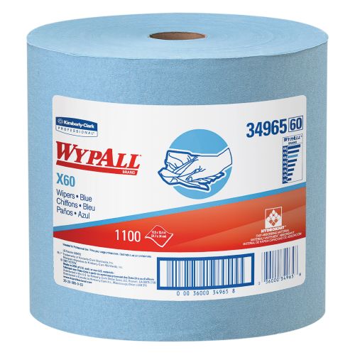 Wypall X60 Reusable Cloths (34965), Blue, Jumbo Roll, 1100 Sheets/Roll, 1 Roll/Case