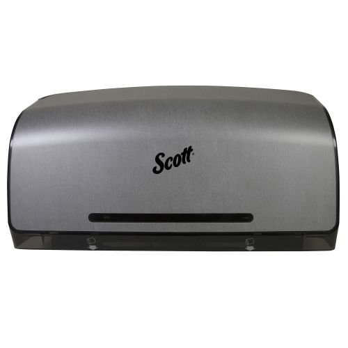 Scott Pro MOD JRT Twin Bathroom Tissue Dispenser (39732), 20.25" x 6.25" x 11.6", For Scott Pro & Cottonelle Toilet Paper, Faux Stainless Steel, 1/CS