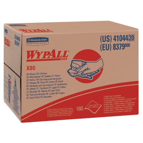 Wypall X80 Reusable Wipes (41044), Extended Use Cloths BRAG Box Format, White, 160 Sheets/Box; 1 Box/Case 