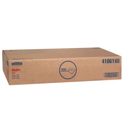 WypAll X70 Extended Use Reusable Cloths (41061), Flat Sheet Box, Long Lasting Performance, White, 1 Box, 300 Sheets 