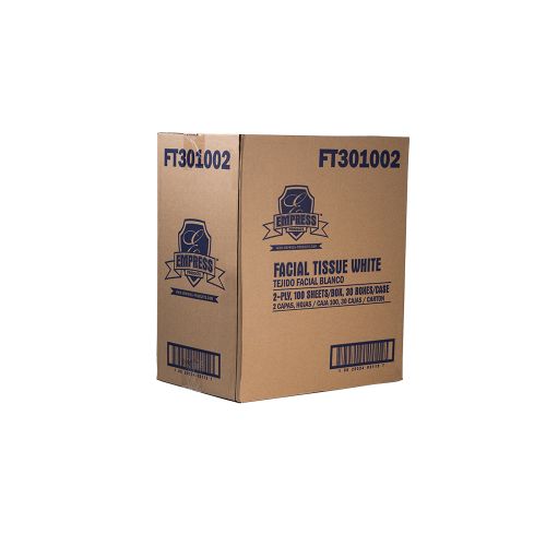 Premium 2-Ply Facial Tissue 8.37''x8.07'', Flat Box, White (100 Per Box, 30 Boxes)