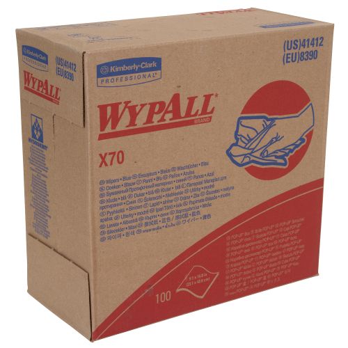 WypAll X70 Extended Use Reusable Cloths (41412), Pop-Up Box, Long Lasting Performance, Blue, 10 Boxes/Case, 100 Sheets 