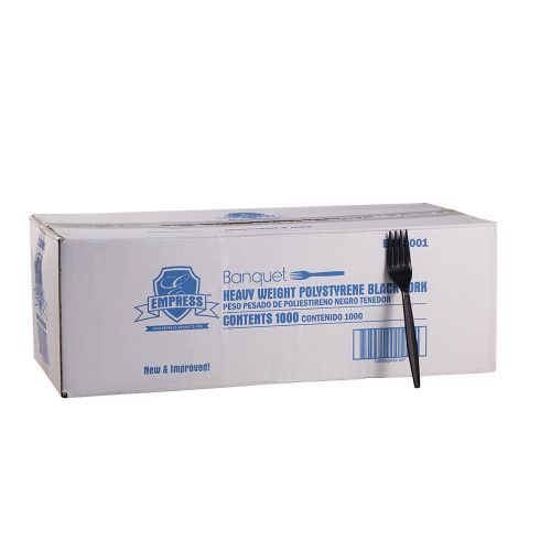 Empress Heavy Weight Fork Polystyrene Black Dense Pack Pack 1000 / cs