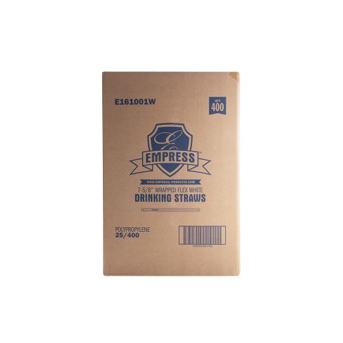 Empress Flex Straw Paper Wrapped 7.625 White Boxed Pack 25 / 400 cs