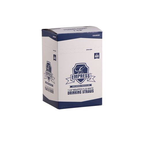 Empress Flex Straw Paper Wrapped 7.625 White Boxed Pack 25 / 400 cs