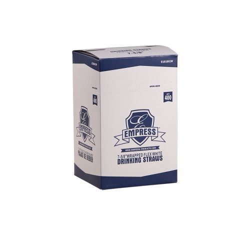 Empress Flex Straw Paper Wrapped 7.625 White Boxed Pack 25 / 400 cs