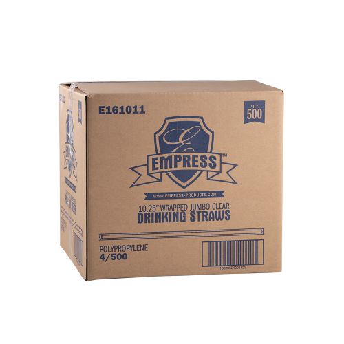 Empress Jumbo Straw Paper Wrapped 10.25 Clear Boxed Pack 4 / 500 cs