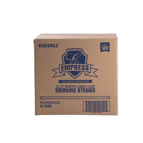 Empress Jumbo Straw Paper Wrapped 10.25 Clear Boxed Pack 4 / 500 cs