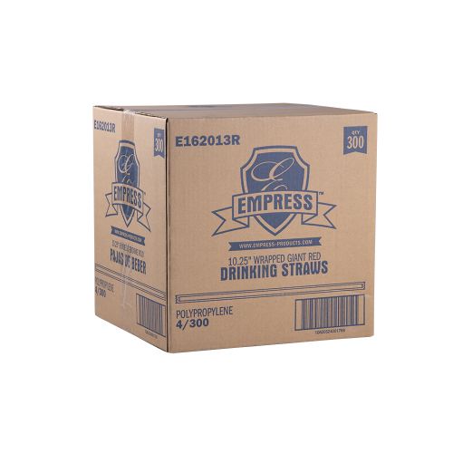 Empress Giant Straw Paper Wrapped 10.25 Red Boxed Pack 4 / 300 cs