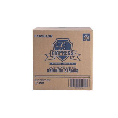 Empress Giant Straw Paper Wrapped 10.25 Red Boxed Pack 4 / 300 cs