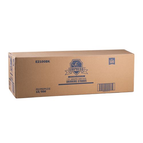 Empress Jumbo Straw Unwrapped 7.75 Black Boxed Pack 10 / 500 cs