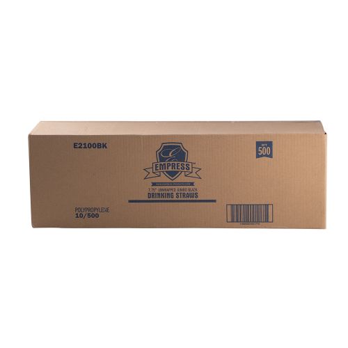 Empress Jumbo Straw Unwrapped 7.75 Black Boxed Pack 10 / 500 cs