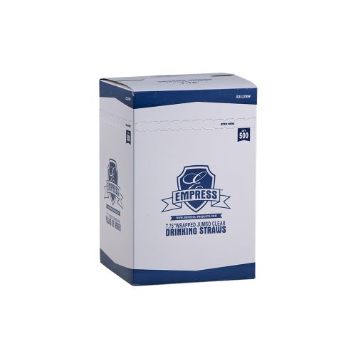 Empress Jumbo Straw Paper Wrapped 7.75 Clear Boxed Pack 10 / 500 cs