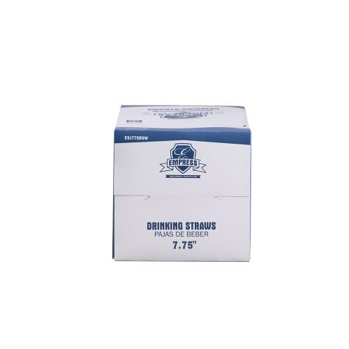 Empress Jumbo Straw Paper Wrapped 7.75 White With Red Stripe Boxed Pack 24 / 500 cs