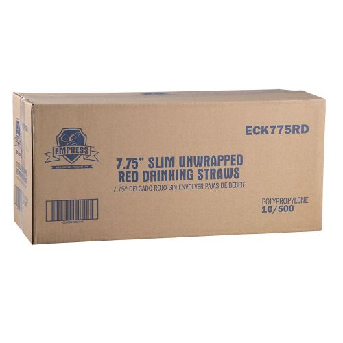 Empress Semi Slim Straw / Stirrer Unwrapped 7.75 Red Boxed Pack 10 / 500 cs