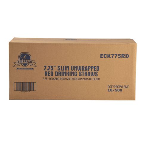 Empress Semi Slim Straw / Stirrer Unwrapped 7.75 Red Boxed Pack 10 / 500 cs