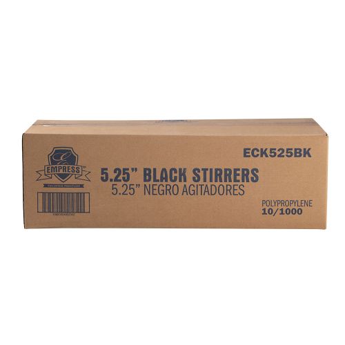 Empress Cocktail Straw / Stirrer Unwrapped 5.25 Black Boxed Pack 10 / 1000 cs