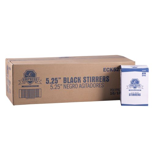 Empress Cocktail Straw / Stirrer Unwrapped 5.25 Black Boxed Pack 10 / 1000 cs