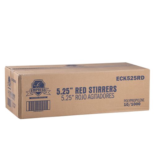 Empress Cocktail Straw / Stirrer Unwrapped 5.25 Red Boxed Pack 10 / 1000 cs