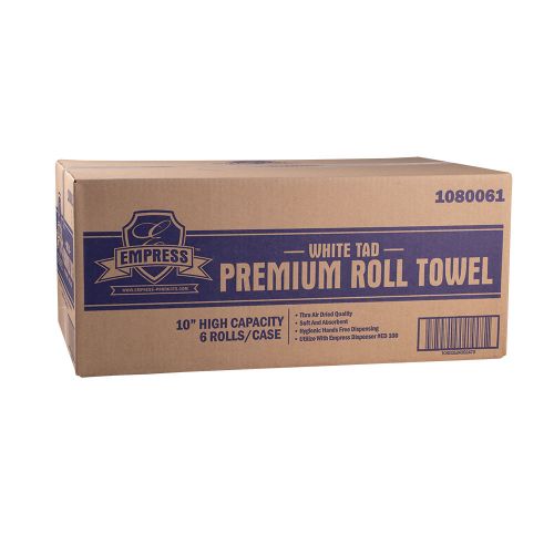 Empress TAD Premium Hardwound towel 10 Bleached High Capacity Pack 6 Rolls