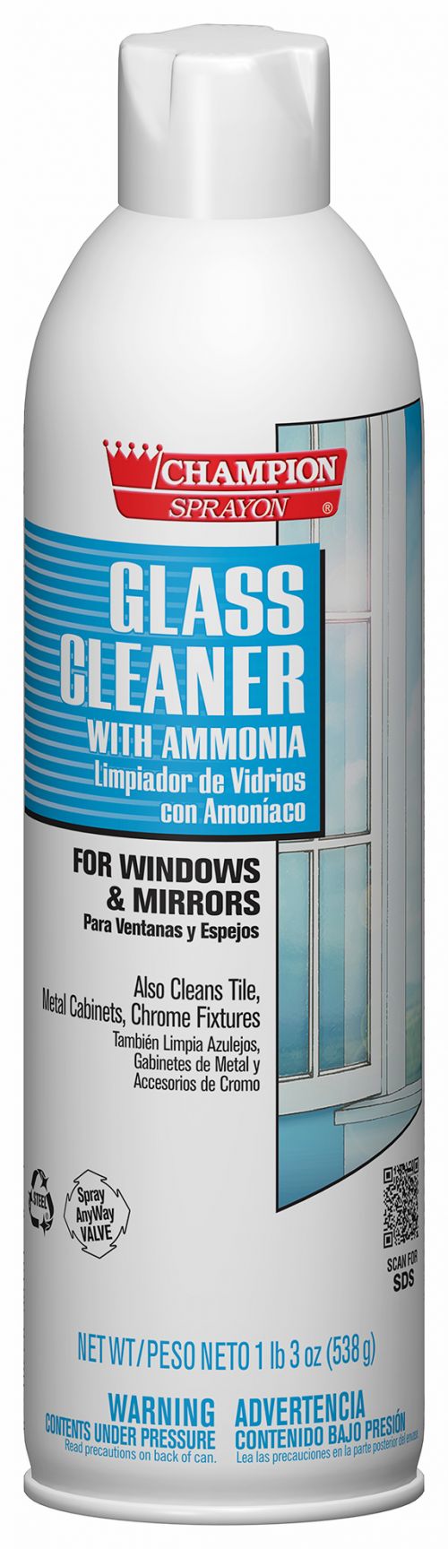 Chase Aerosol Glass Cleaner With ammonia Pack 12/19oz