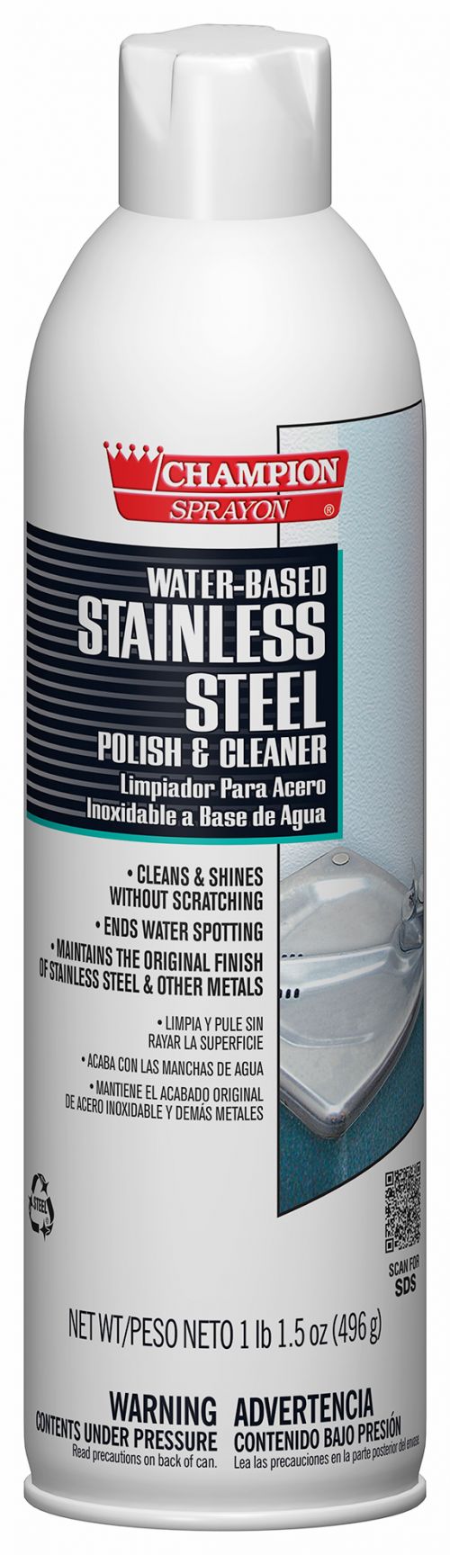 Chase Aerosol Stainless Steel Water-Based Cleaner Pack 12/18oz