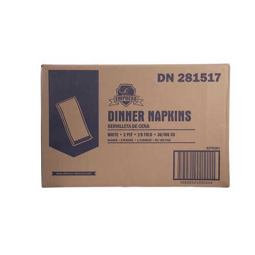 1/8 Fold 2-Ply Dinner Napkins 15''x16'', Pack, White (188 Per Pack, 16 Packs)