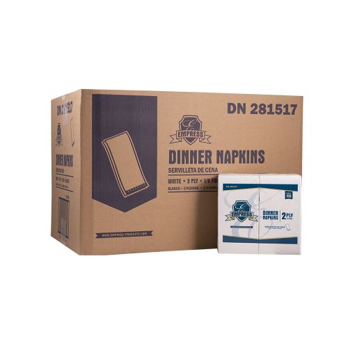 1/8 Fold 2-Ply Dinner Napkins 15''x16'', Pack, White (188 Per Pack, 16 Packs)