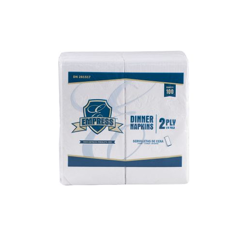 1/8 Fold 2-Ply Dinner Napkins 15''x16'', Pack, White (188 Per Pack, 16 Packs)