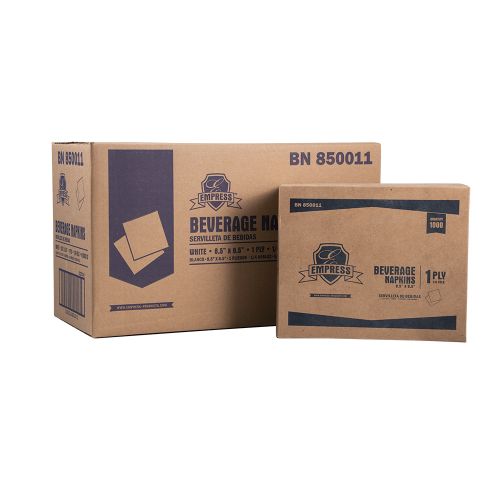 1/4 Fold 1-Ply Beverage Napkins 8.5''x9'', Pack, White (500 Per Pack, 8 Packs)