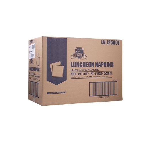1/4 Fold 1-Ply Luncheon Napkins 11''x12.75'', Pack, White (500 Per Pack, 12 Packs)
