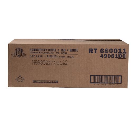 1-Ply Hardwound Paper Towel Roll 8''x800', White (6 Rolls)
