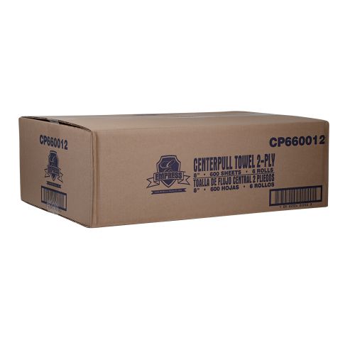 2-Ply Centerpull Paper Towel Roll 8''x12'', 600 Sheets, White (6 Rolls)