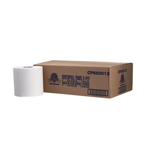 2-Ply Centerpull Paper Towel Roll 8''x12'', 600 Sheets, White (6 Rolls)