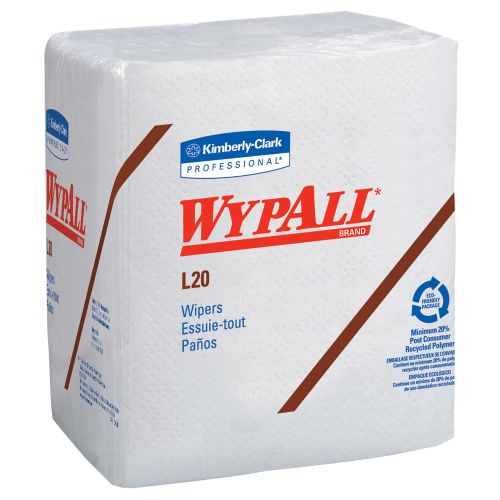 WypAll L20 Limited Use Towels (47022), Quarterfold Format, White, 4-Ply, 12 Packs/Case, 68 Sheets/Pack
