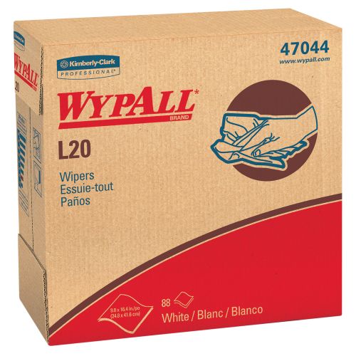 WypAll L20 Limited Use Towels (47044), Pop-Up Box, White, 4-Ply, 10 Boxes/Case, 88 Sheets/Box
