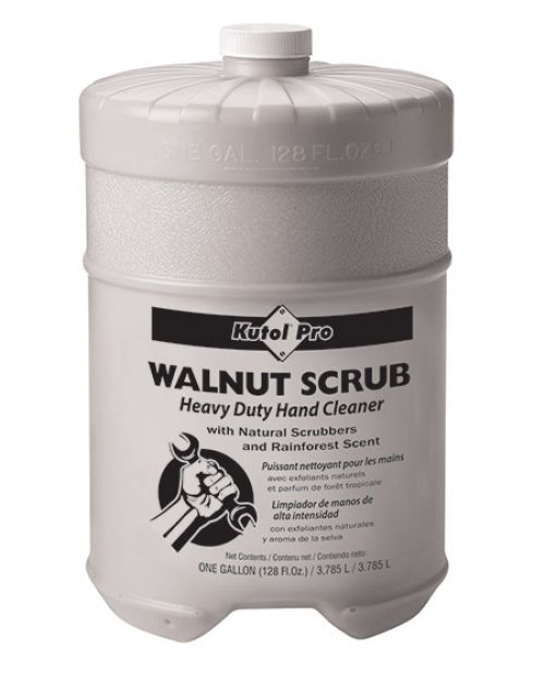 Kutol Pro Walnut Scrub Heavy Duty Hand Cleaner with Natural Scrubbers, Dark Tan with Rainforest Scent, 4/1 Gal Flat Top