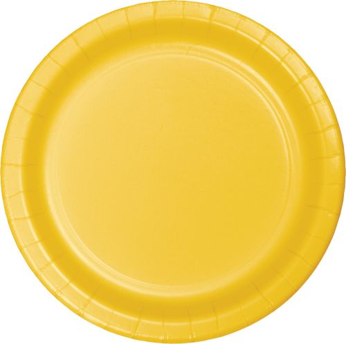 7" ROUND PLATE SCHOOL BUS YELLOW