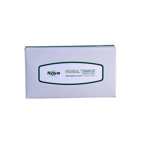 2-Ply Facial Tissue 7''x7.5'', Flat Box, White (100 Per Box, 30 Boxes)