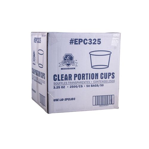 Empress Plastic Portion Cup 3.25oz Clear Pack 50 / 50 cs