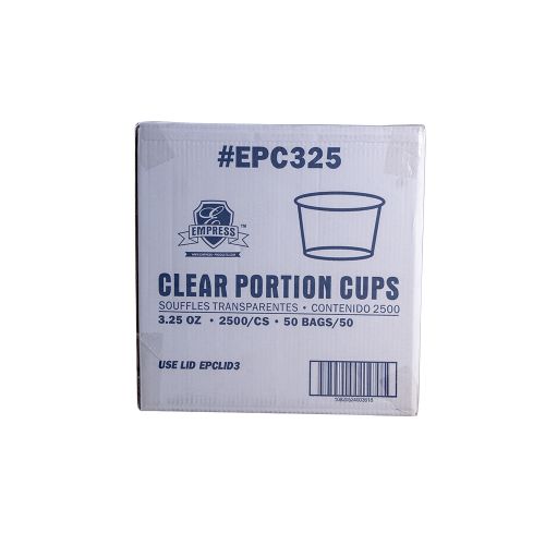Empress Plastic Portion Cup 3.25oz Clear Pack 50 / 50 cs